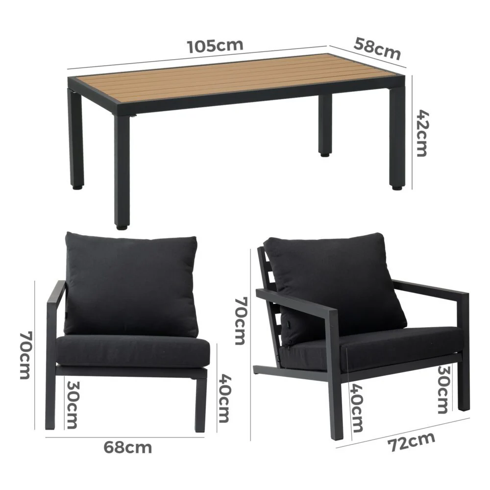 Aidan 5 Piece Garden Furniture Set - Slate Grey - Image 9