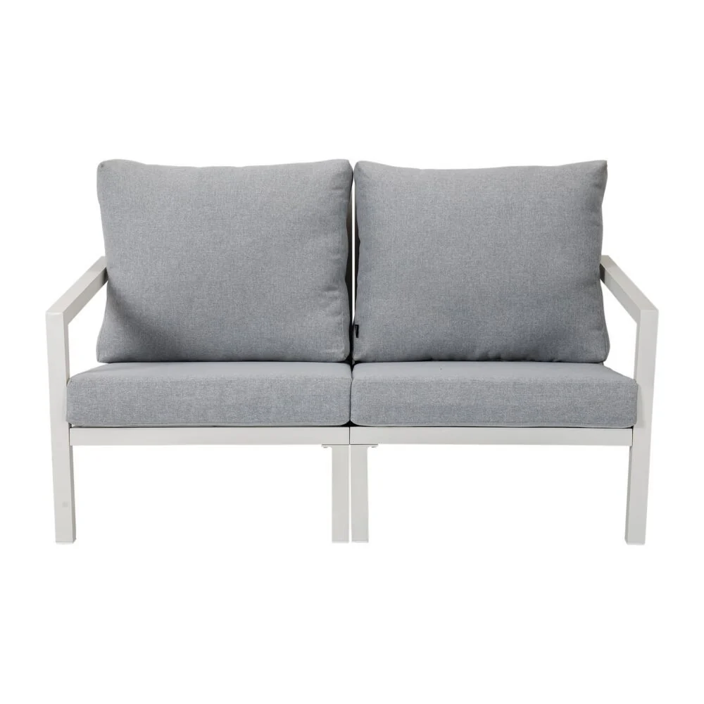 Aidan 5 Piece Garden Furniture Set - White with Light Grey Cushions - Image 4