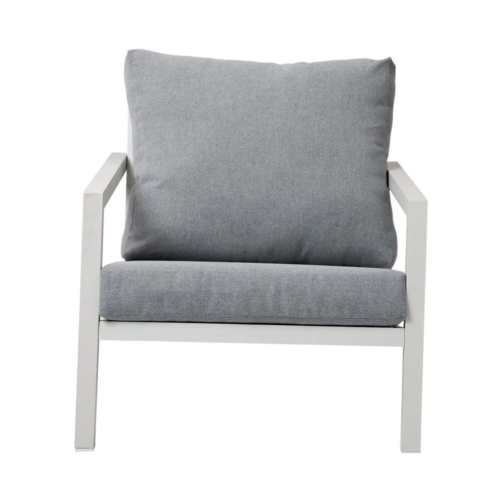 Aidan 5 Piece Garden Furniture Set - White with Light Grey Cushions - Image 5