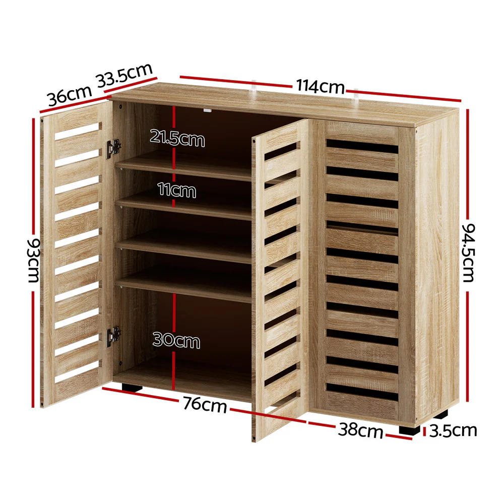 Alster 3 Door Shoe Cabinet – Pine Finish - Image 3