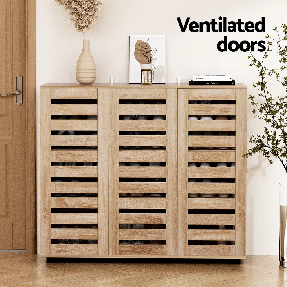 Alster 3 Door Shoe Cabinet – Pine Finish - Image 5