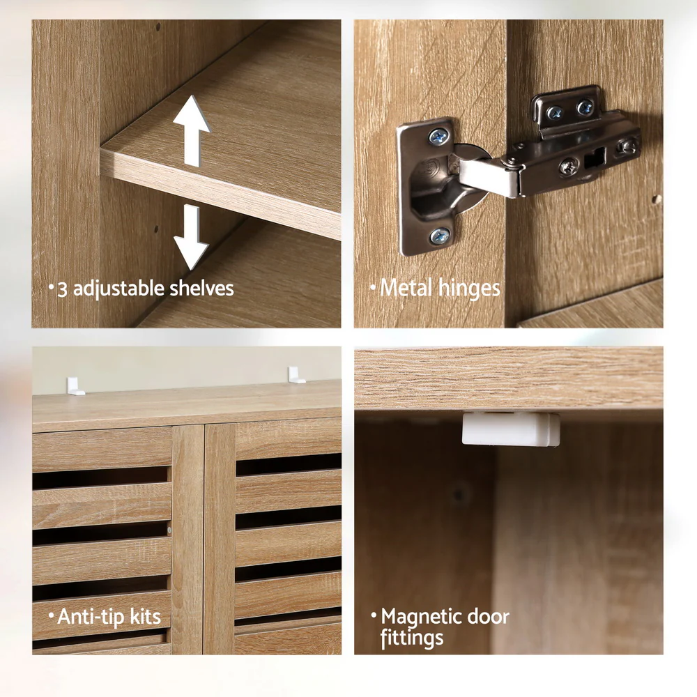 Alster 3 Door Shoe Cabinet – Pine Finish - Image 6