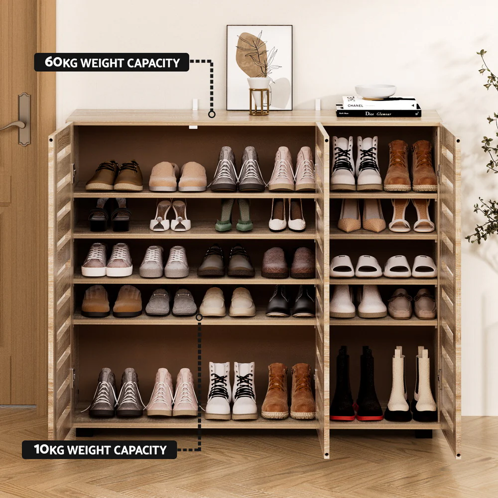 Alster 3 Door Shoe Cabinet – Pine Finish - Image 7