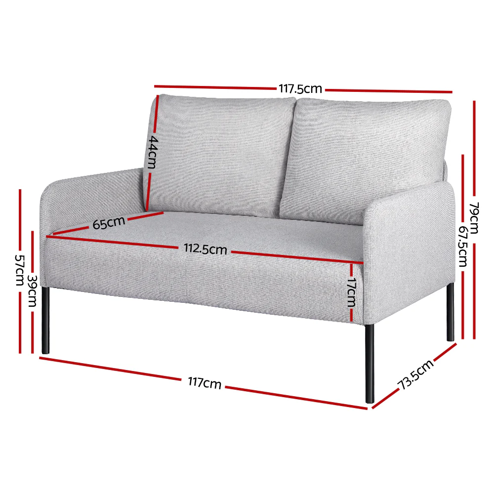 Armchair 2-Seater Sofa Pillow Linen Grey - Image 2