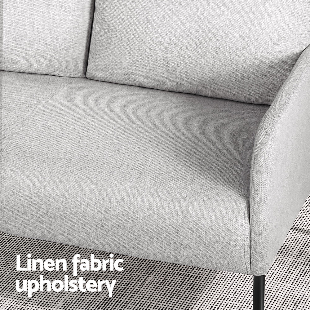 Armchair 2-Seater Sofa Pillow Linen Grey - Image 4