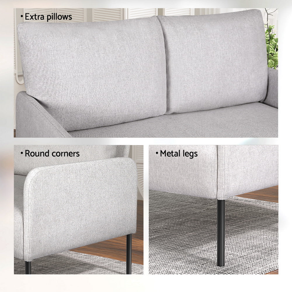 Armchair 2-Seater Sofa Pillow Linen Grey - Image 5