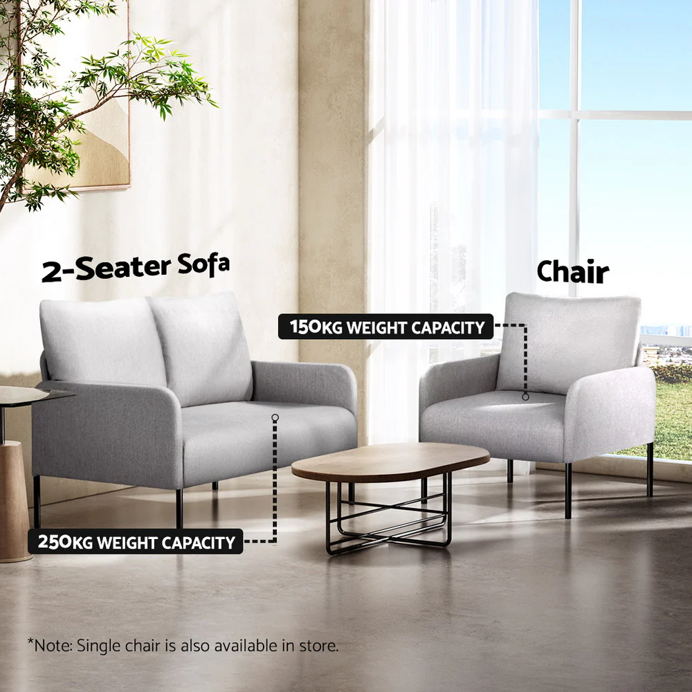 Armchair 2-Seater Sofa Pillow Linen Grey - Image 6