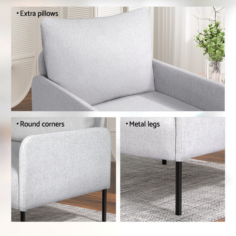 Armchair Accent Chair Pillow Fabric Grey - Image 5