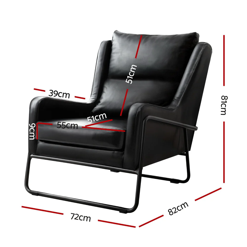 Armchair Accent Chair PU Leather Wingback Black - Image 2