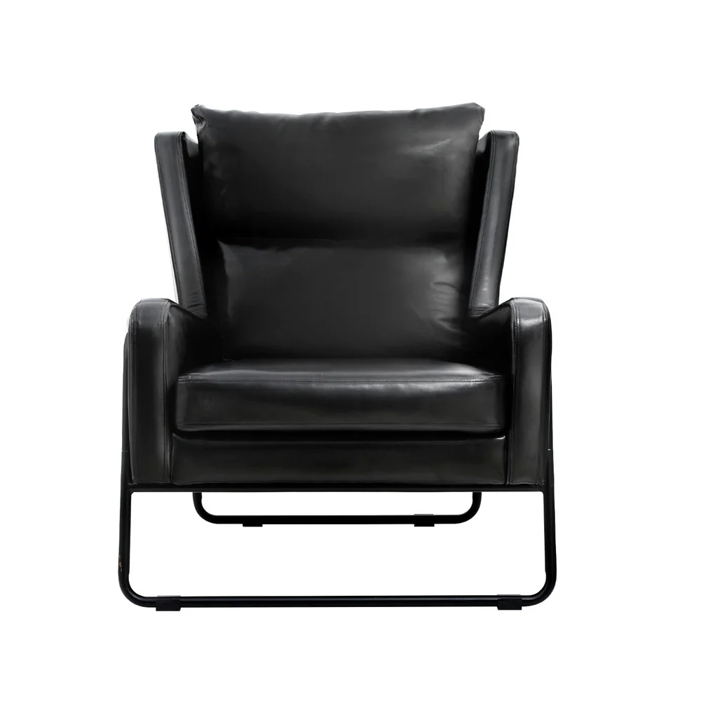 Armchair Accent Chair PU Leather Wingback Black - Image 3