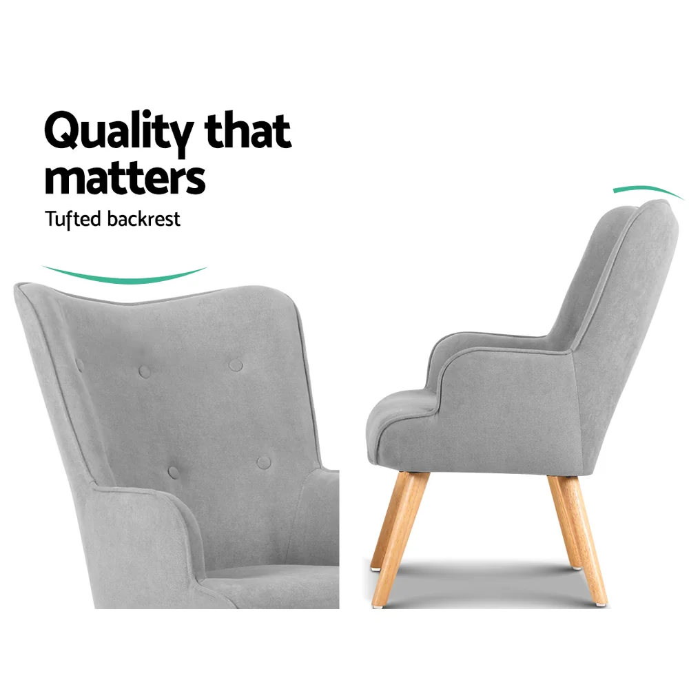 Armchair and Ottoman - Light Grey - Image 4