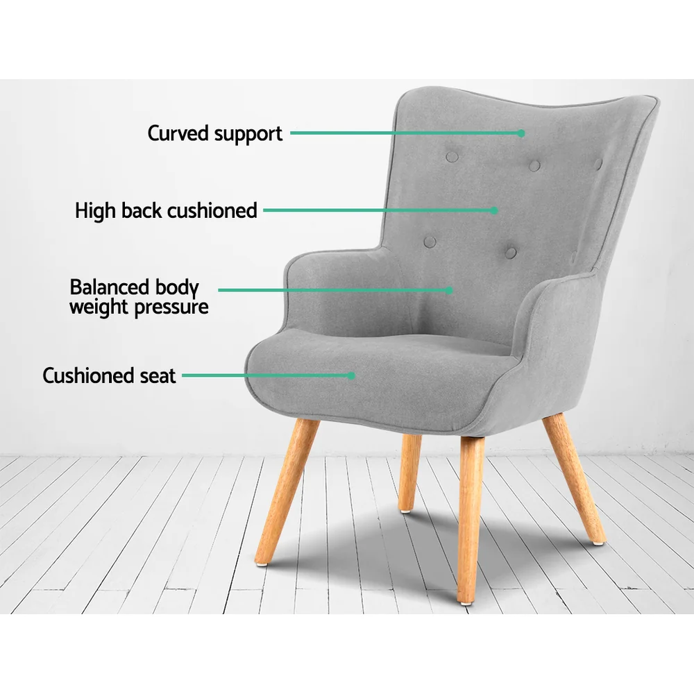 Armchair and Ottoman - Light Grey - Image 5