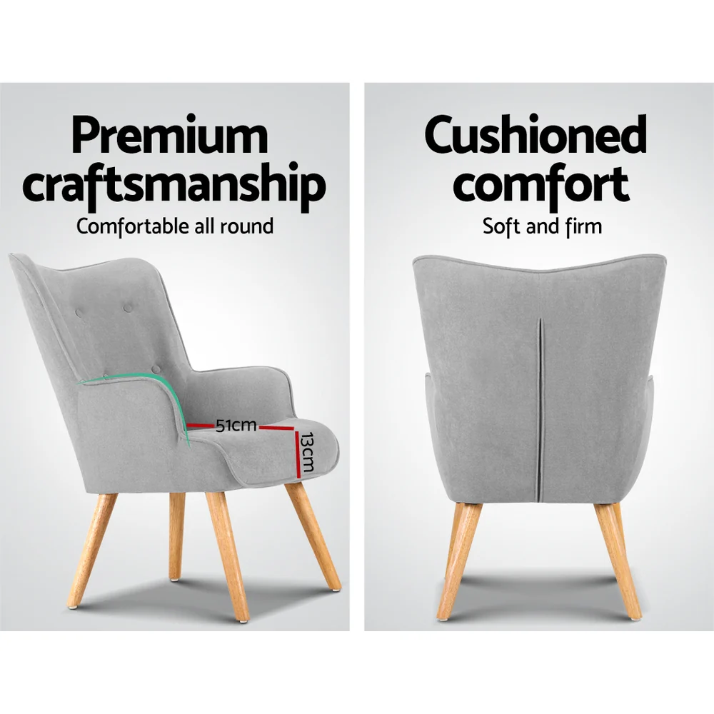 Armchair and Ottoman - Light Grey - Image 6