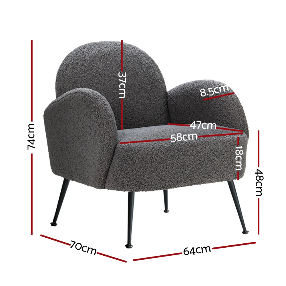 Armchair Boucle Charcoal Hanes - Image 2
