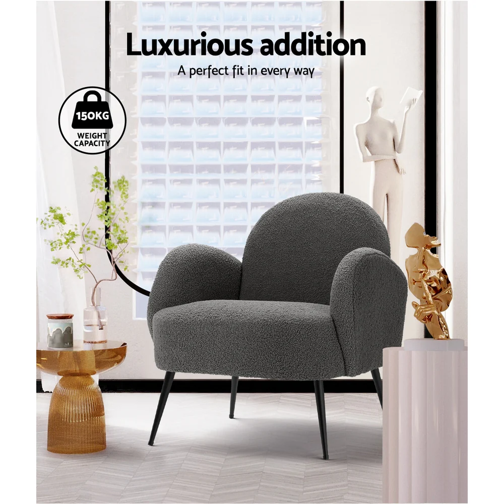 Armchair Boucle Charcoal Hanes - Image 4