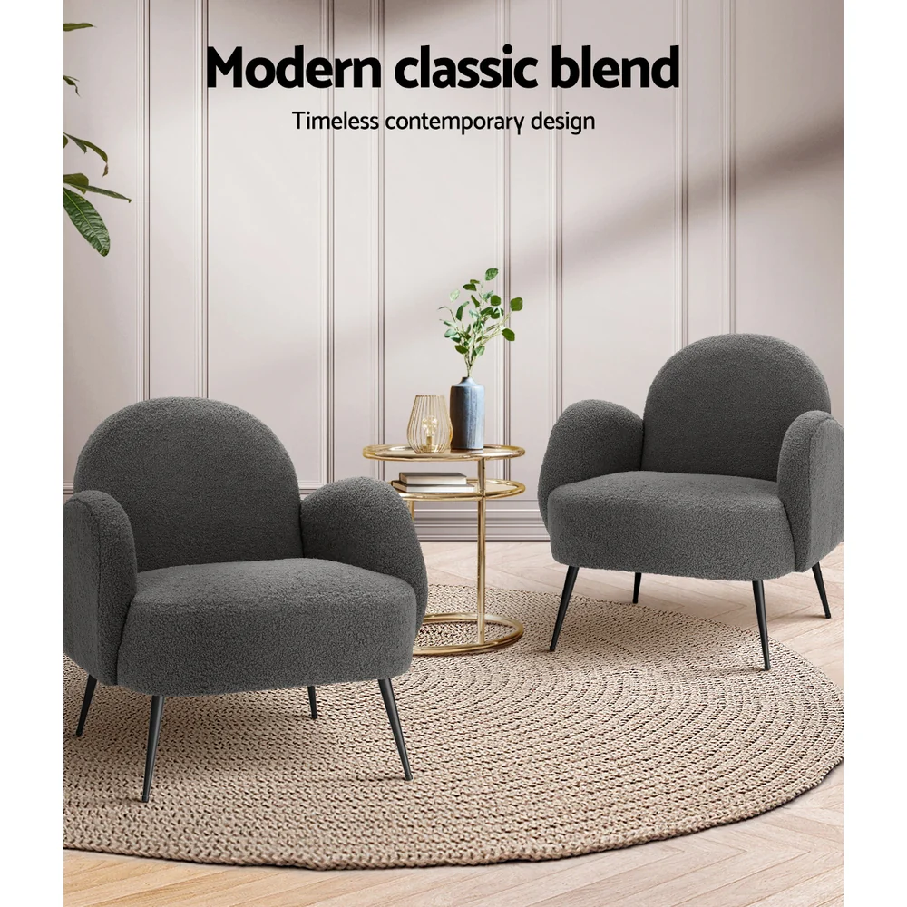 Armchair Boucle Charcoal Hanes - Image 5