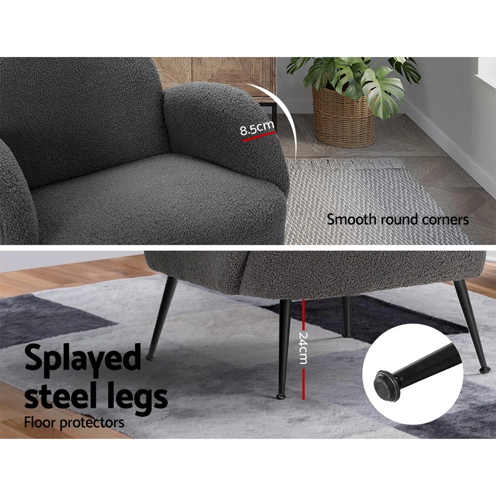 Armchair Boucle Charcoal Hanes - Image 6