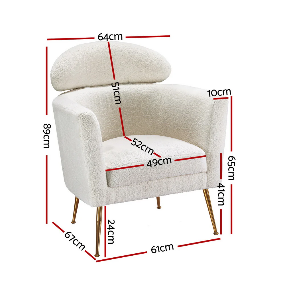 Armchair Boucle Fabric White Yoli - Image 2