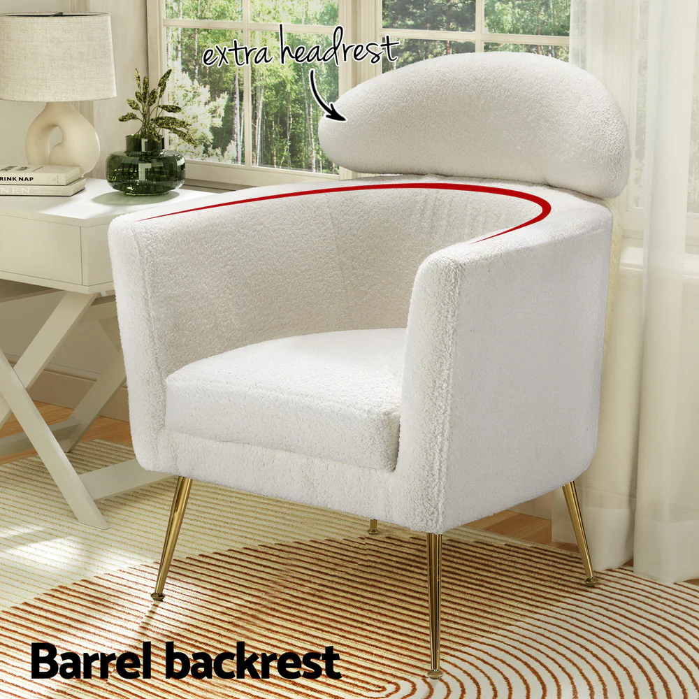 Armchair Boucle Fabric White Yoli - Image 4