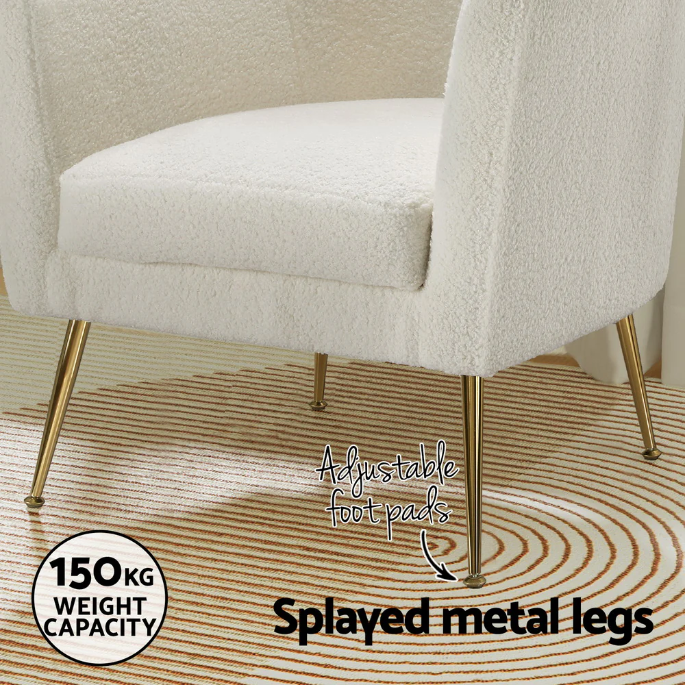 Armchair Boucle Fabric White Yoli - Image 6