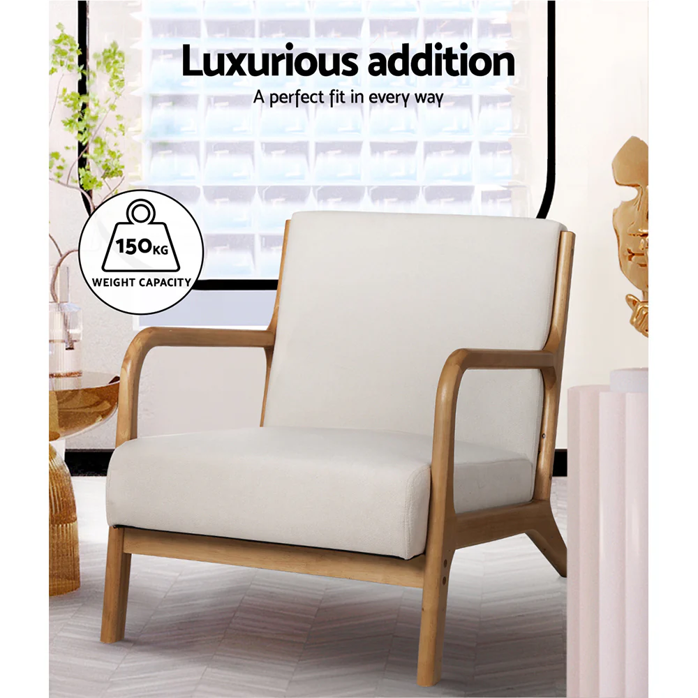 Armchair Fabric Beige Olive - Image 4