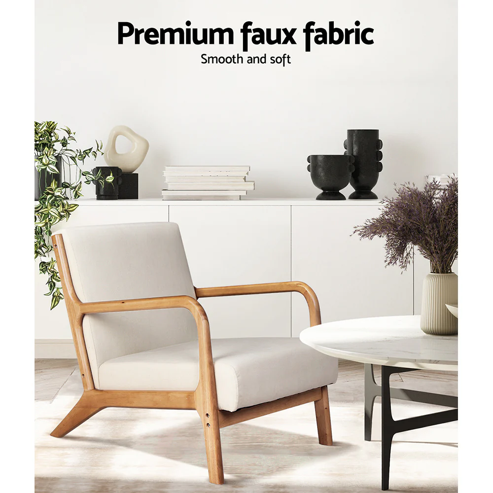 Armchair Fabric Beige Olive - Image 5
