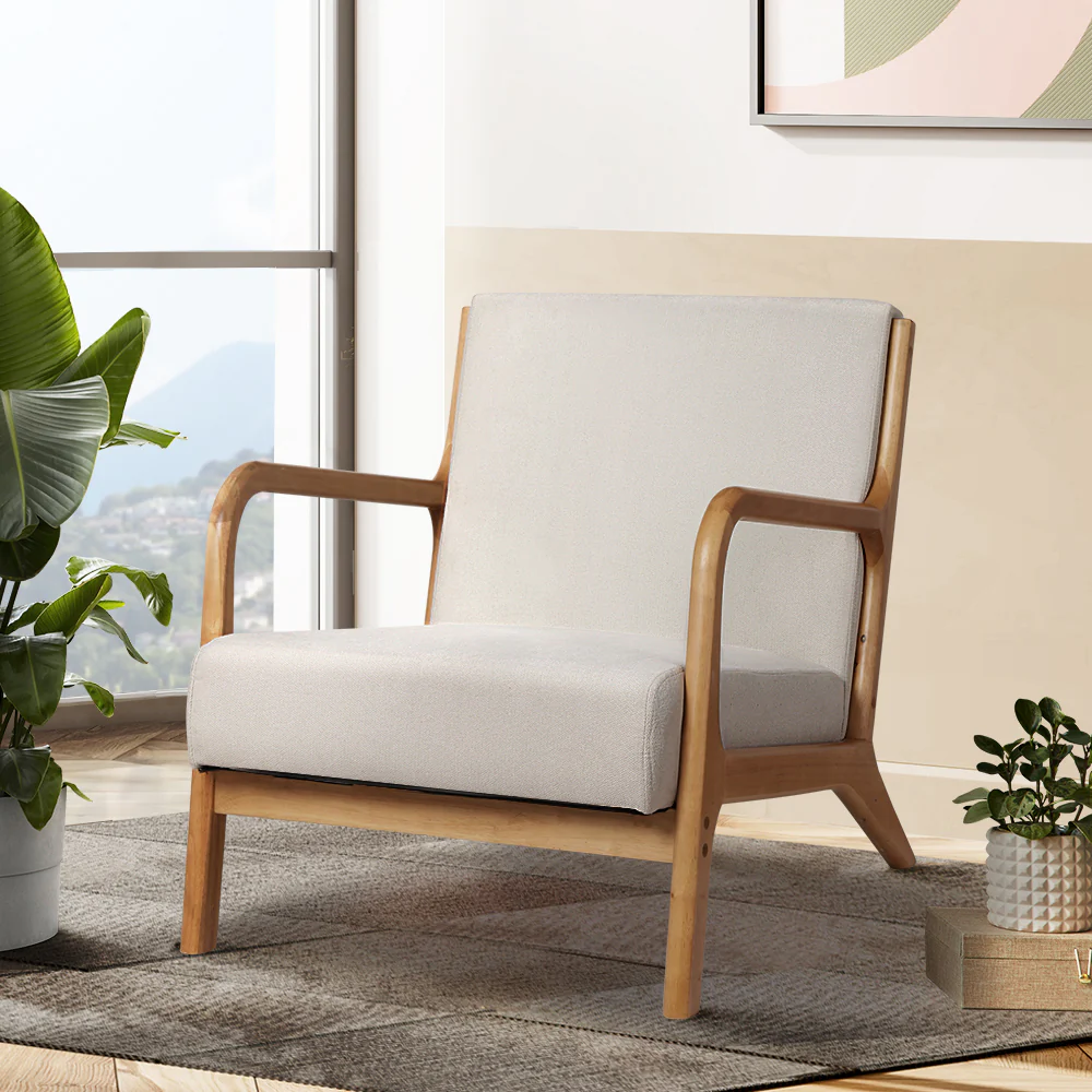 Armchair Fabric Beige Olive - Image 7