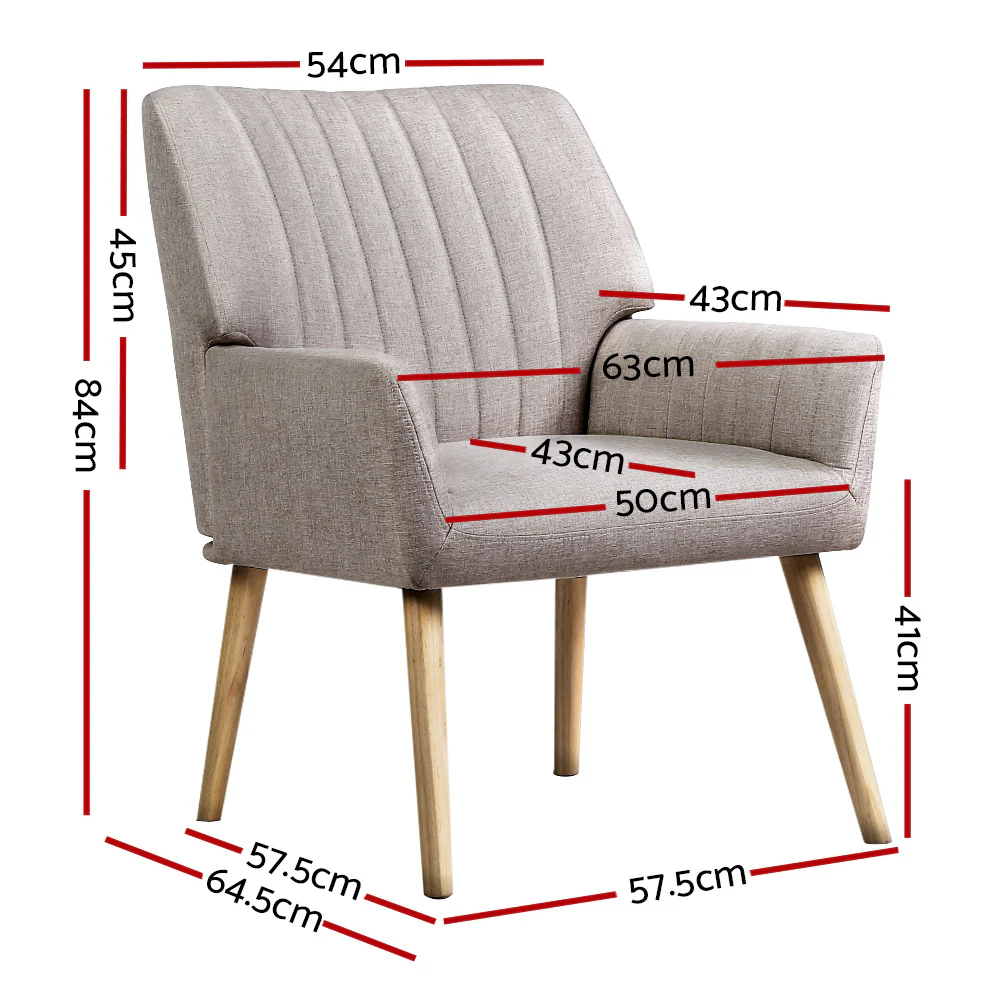 Armchair Fabric Beige Sebastini - Image 2