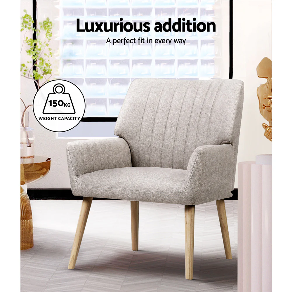 Armchair Fabric Beige Sebastini - Image 4