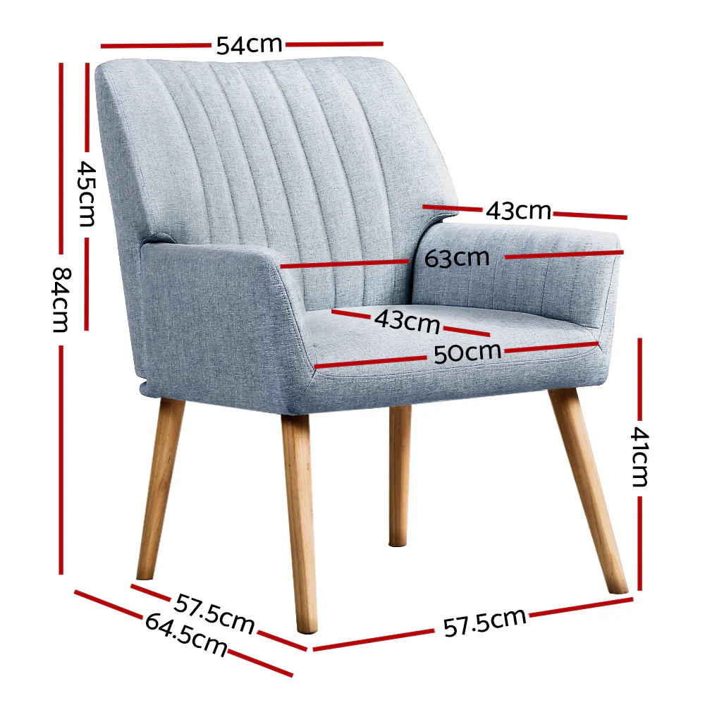 Armchair Fabric Blue Grey Sebastini - Image 2