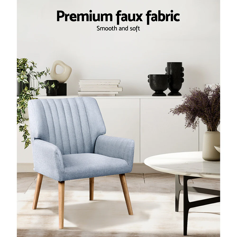 Armchair Fabric Blue Grey Sebastini - Image 5