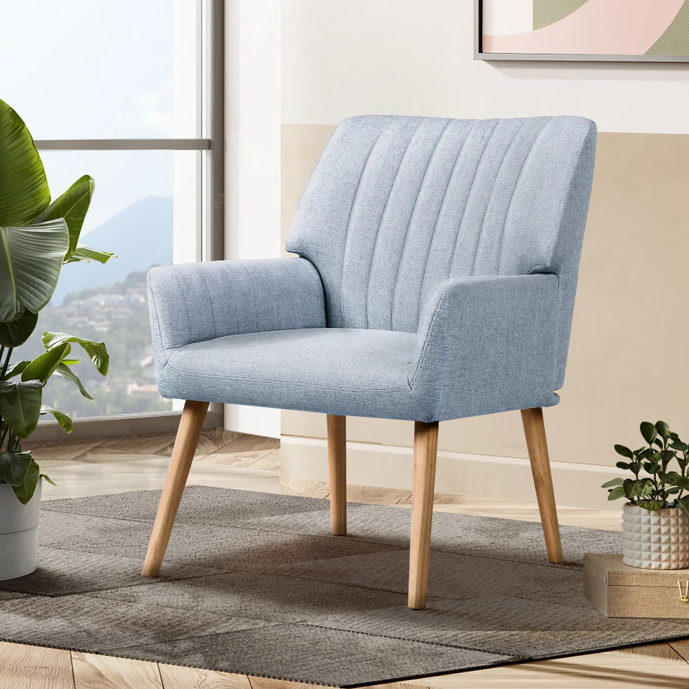 Armchair Fabric Blue Grey Sebastini - Image 7