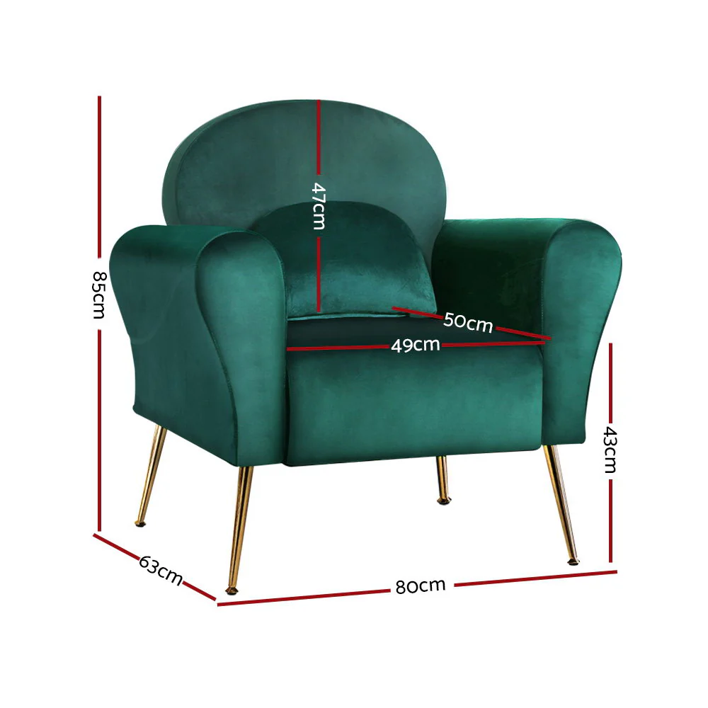 Armchair Green Velvet Caroline - Image 2
