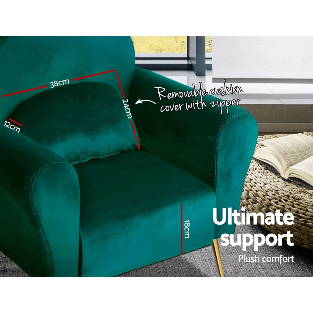 Armchair Green Velvet Caroline - Image 4