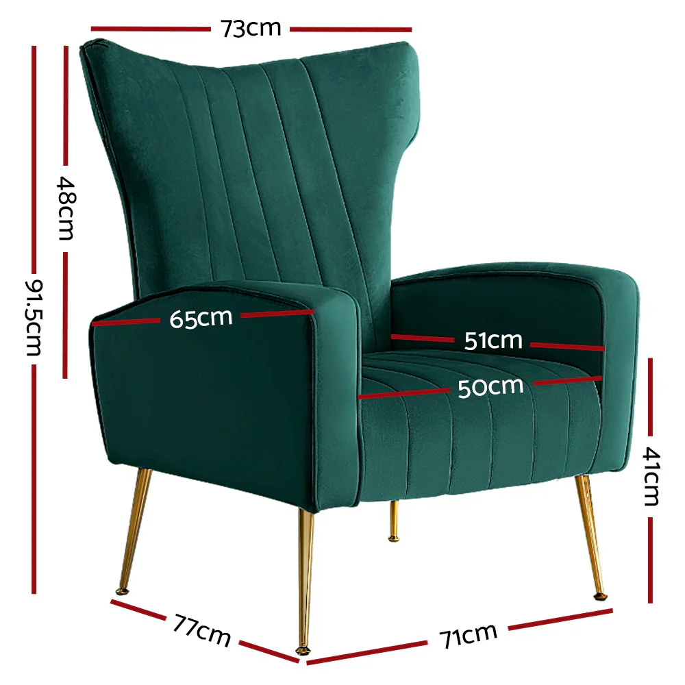 Armchair Green Velvet Kate - Image 2