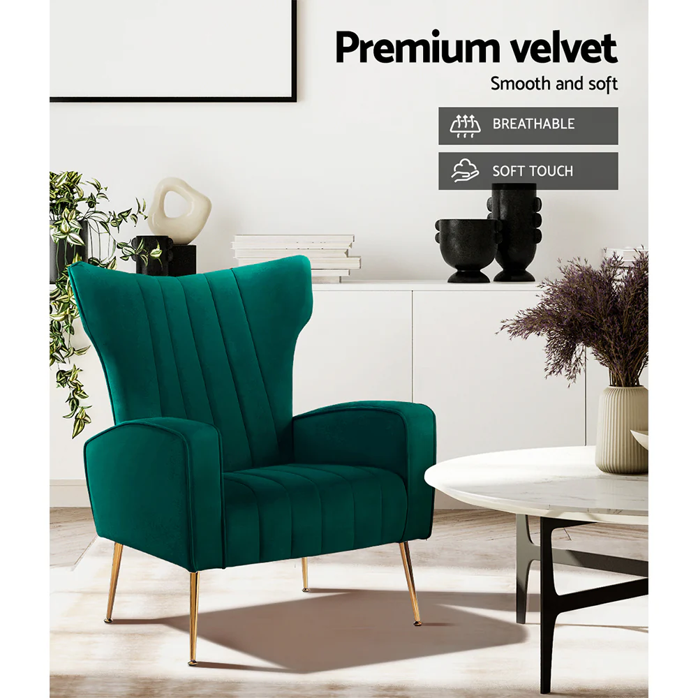 Armchair Green Velvet Kate - Image 7