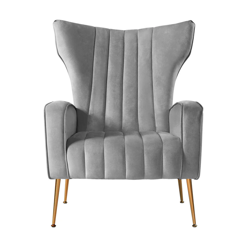 Armchair Grey Velvet Kate - Image 3
