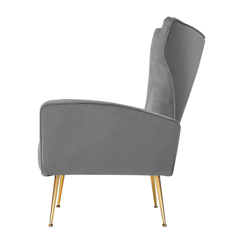 Armchair Grey Velvet Kate - Image 4