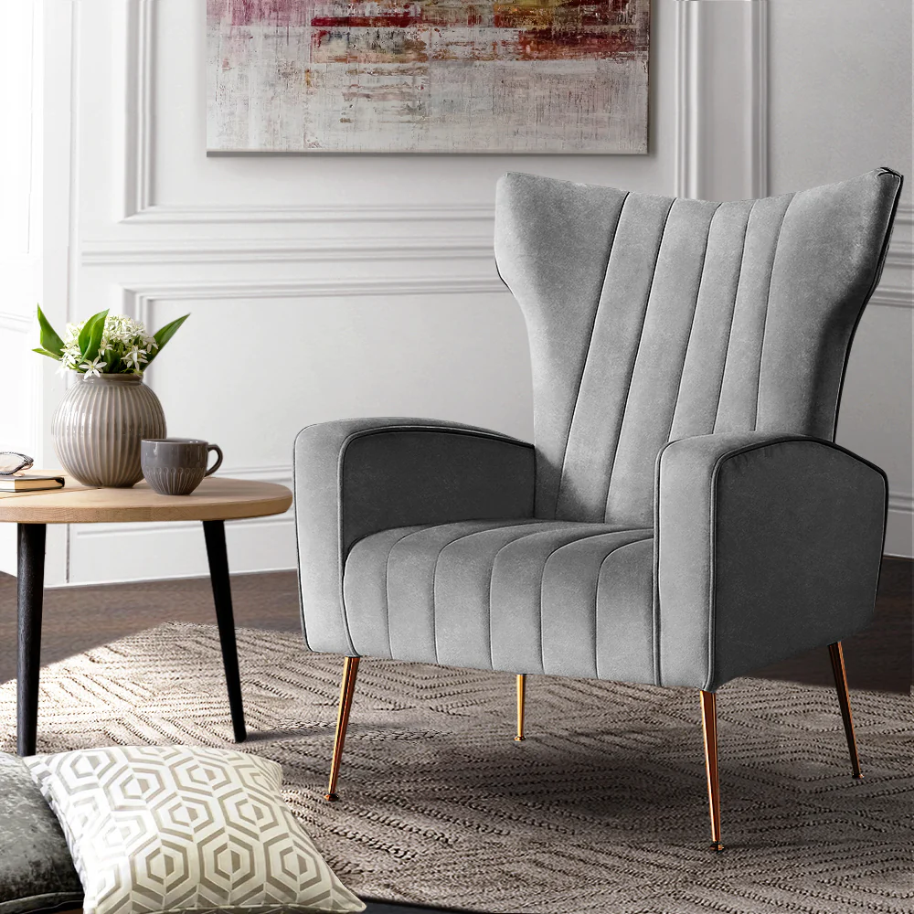 Armchair Grey Velvet Kate - Image 8