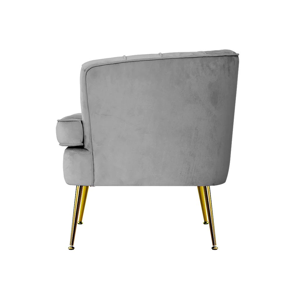 Armchair Lounge Accent Chair Armchairs Sofa Chairs Velvet Grey Couch - Image 4