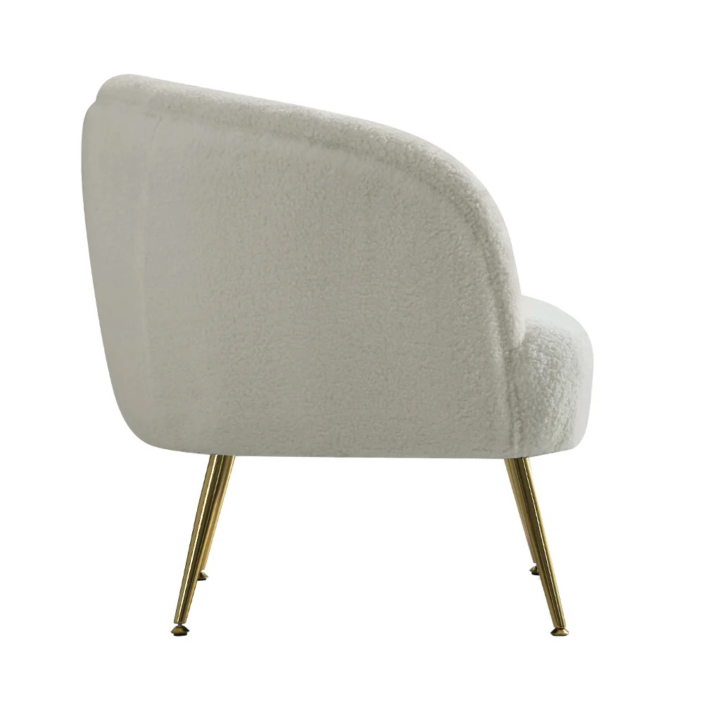 Armchair Lounge Chair Accent Chairs Armchairs Sherpa Boucle Sofa White - Image 4