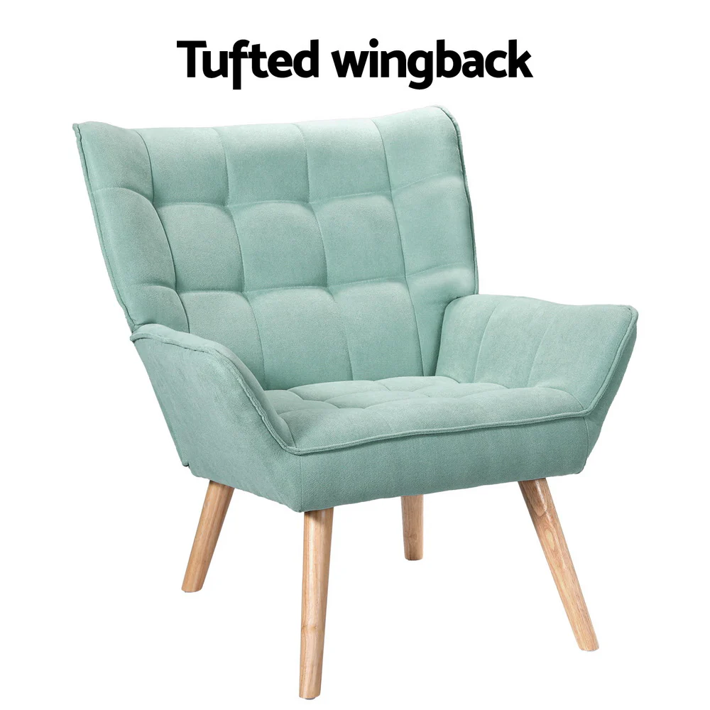 Armchair Lounge Chair Accent Chairs Sofa Linen Fabric Cushion Seat Blue - Image 4