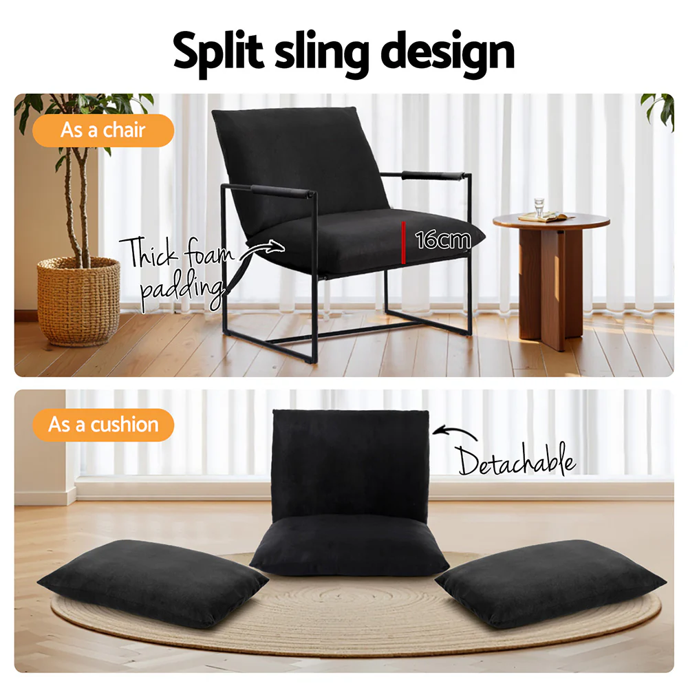 Armchair Lounge Chair Sling Black - Image 4