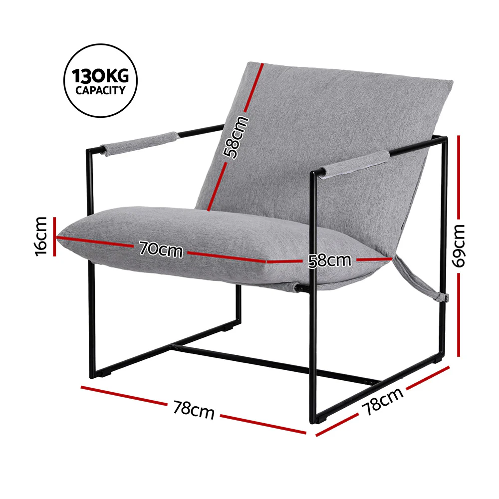 Armchair Lounge Chair Sling Grey - Image 2
