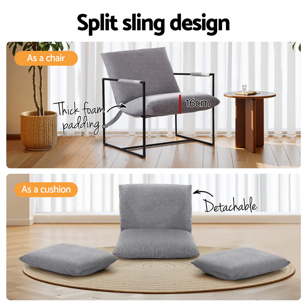 Armchair Lounge Chair Sling Grey - Image 4