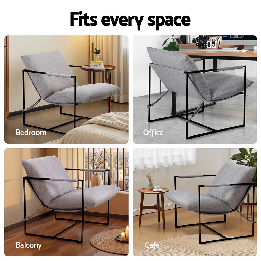 Armchair Lounge Chair Sling Grey - Image 6