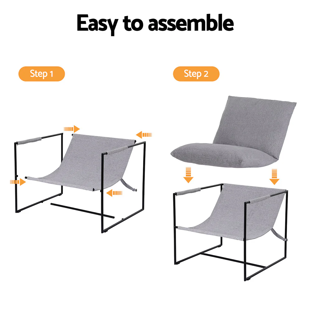 Armchair Lounge Chair Sling Grey - Image 7