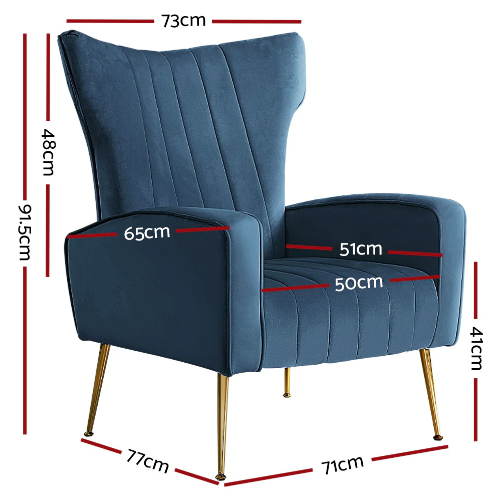Armchair Navy Velvet Kate - Image 2