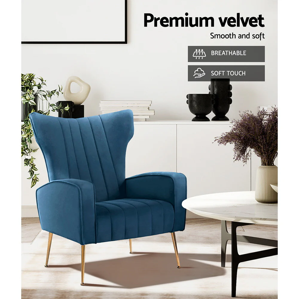 Armchair Navy Velvet Kate - Image 5