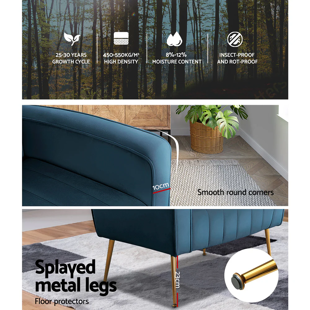 Armchair Navy Velvet Kate - Image 7